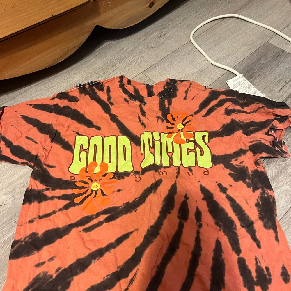 Urban Outfitters Orange and Black Tie-Dye Tee